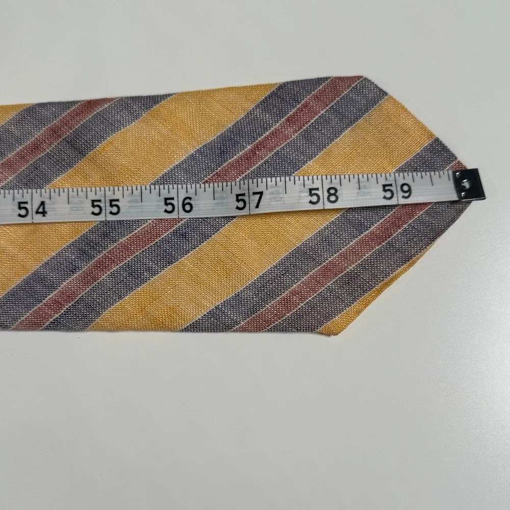 Brooks Brothers Tie Mens Yellow Striped Linen Classic Necktie Makers